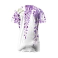 thumbnail image 5 of T-Shirt for Women Lace Hollow Out Neck Short Sleeve Wisteria Floral Graphic Print Relaxed Fit Elegant Casual Summer Top Fashion Clothes, 5 of 5