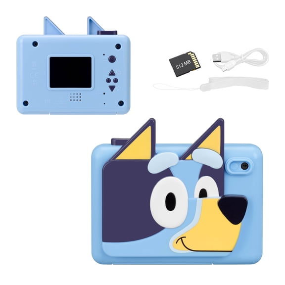 ekids Bluey Kids Camera with SD Card, Digital Camera for Kids with Built-in Digital Stickers