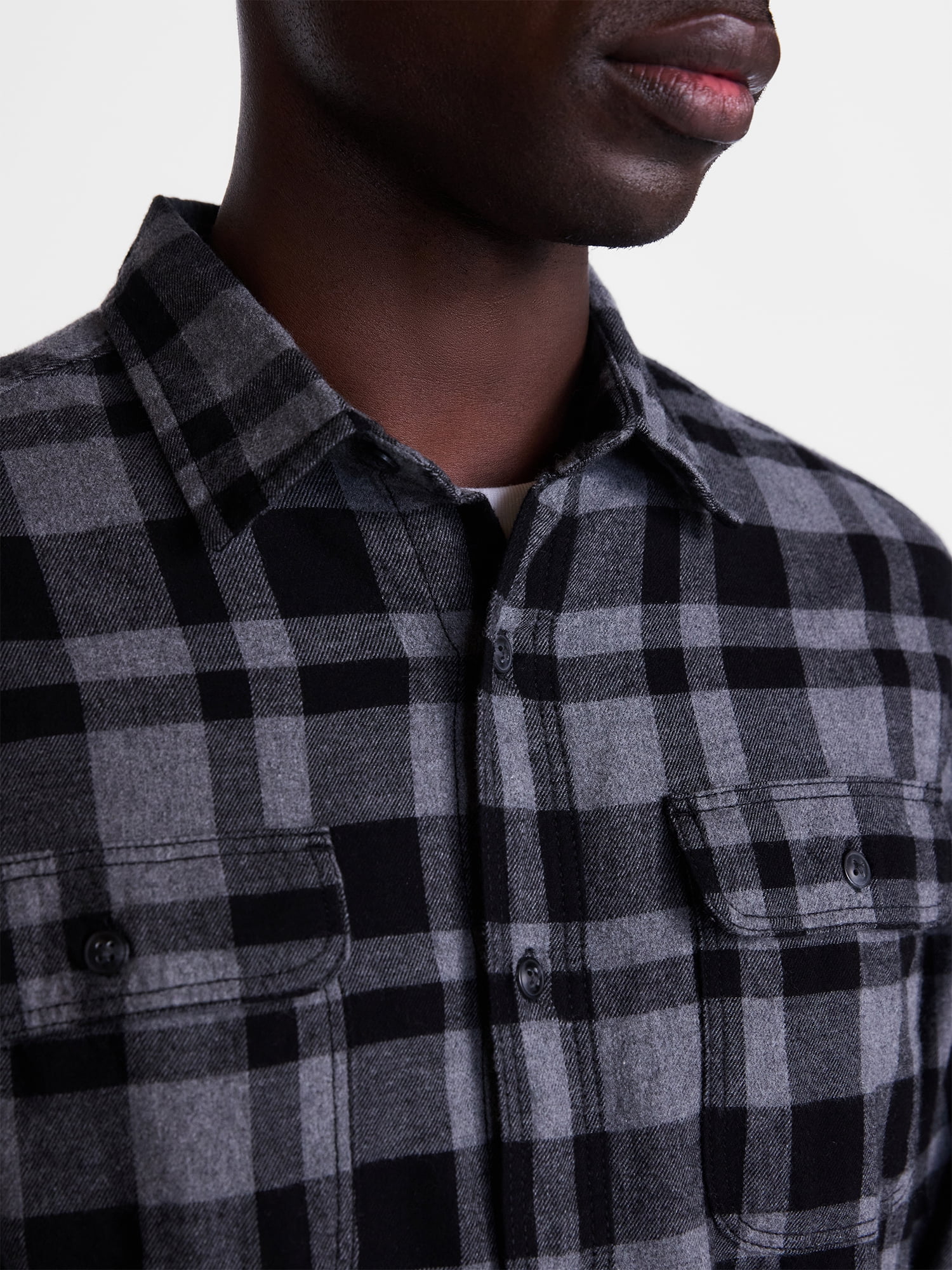 George Men's and Big Men's 100% Cotton Plaid Flannel Shirt with Long Sleeves, Sizes XS-3XL, 2XB-5XB & Tall XLT-3XLT