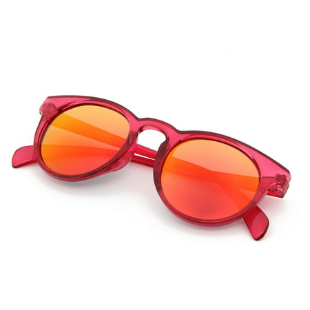 Cyxus Kids Girls Polarized Sunglasses for Anti Glare UV400 Protection, Classic Fashion Round Red frame