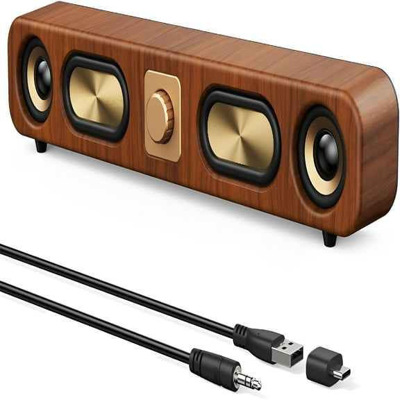 GJX Computer PC Speakers for Desktop, Wired USB-Powered Laptop Speakers with 10W Clear Sound, Retro Style, Vintage Decor, Soundbar for Computer Laptop Monitor