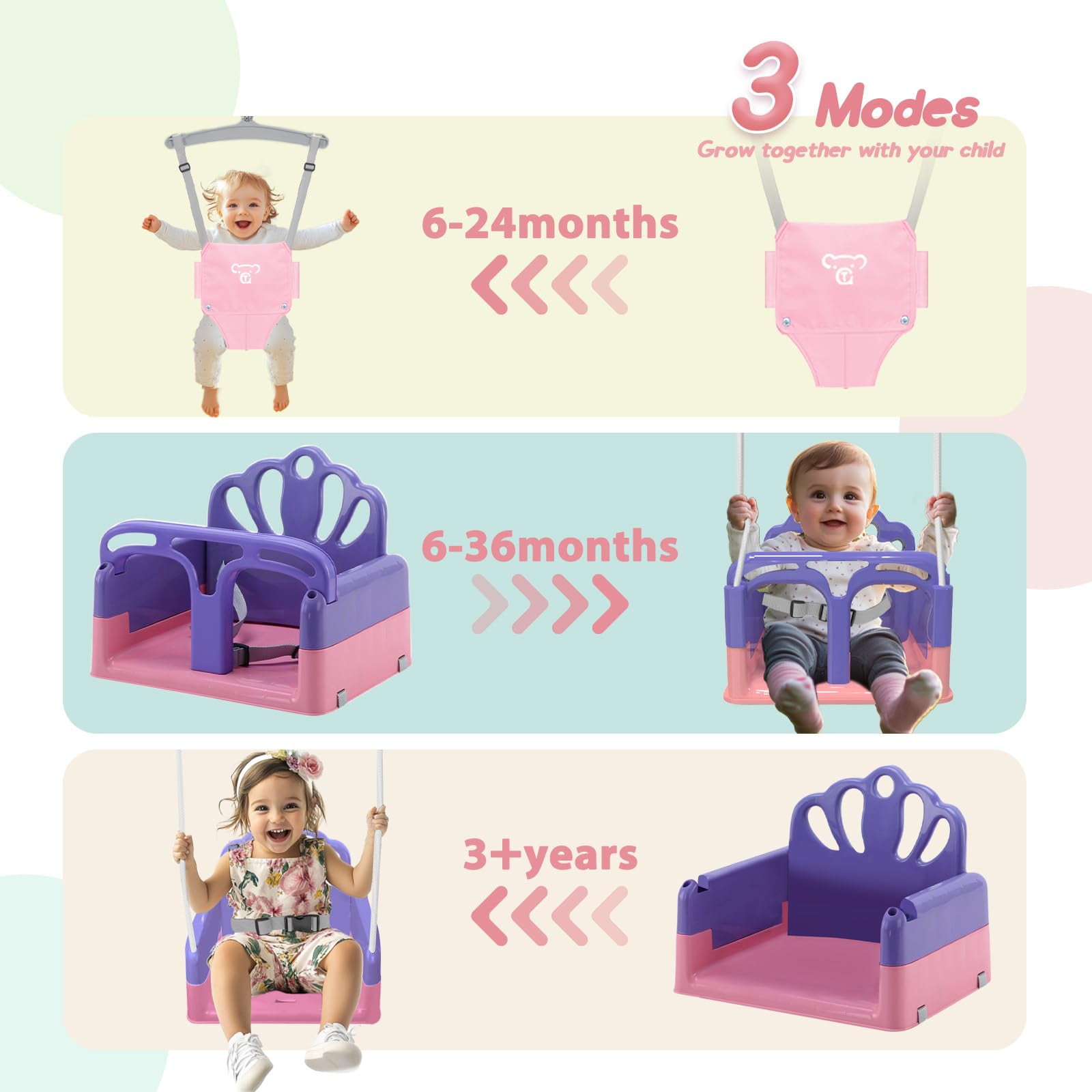G TALECO GEAR Foldable Toddler Swing, 2 in 1 Swing Sets for Backyard,  Pink & Purple