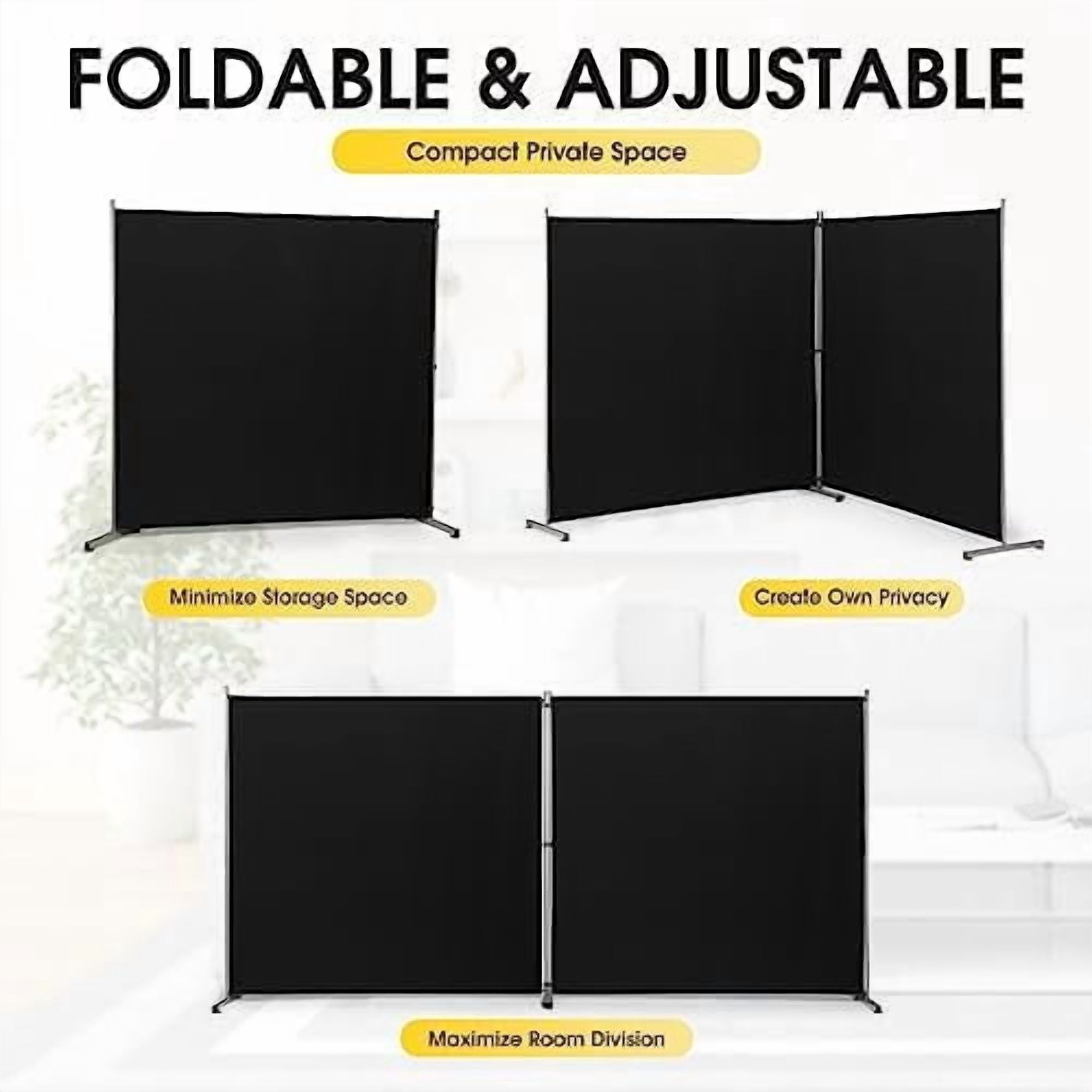 2 Large Panels Room Divider,Portable Office Divider,Convenient Movable,Folding Partition Privacy Screen for Bedroom,Dining Room, Study,142" W x 71" H,Black