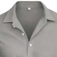 thumbnail image 4 of Men's Solid Casual Button Up Shirt Polyester | Short Sleeve Blouse Top Turndown Collar Relaxed Fit Easy Care Wrinkle Resistant Daily Wear Work Dress Shirt Gift | Zenithor,Gray S, 4 of 5