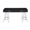 thumbnail image 4 of GZXS Modern Computer Desk with Charging Station and 2 Drawers, 54-Inch Rectangular Writing Desk with Chrome Metal Legs, White High Gloss Finish, 4 of 8