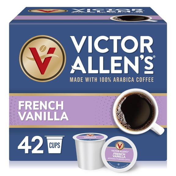 Victor Allen's Coffee French Vanilla Flavored Coffee, Medium Roast, 42 Count, Single Serve Coffee Pods for Keurig K-Cup Brewers