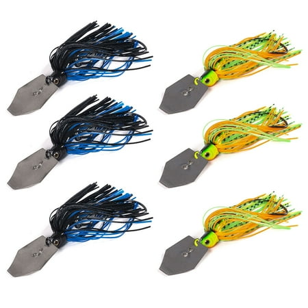 6x Wobbler Chatterbait Blade Bait w/ Skirt Buzzbait Fishing Lures (A Set)