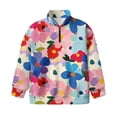 thumbnail image 4 of Uorisanigo Girls Sweatshirts Fall Fashion Long Sleeve Pullover Shirts Tops Oversized Colorful Floral Print Quarter-Zip Pullover Jacket for Sports and Daily Wear Outerwear Jacket, 4 of 7