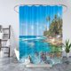 thumbnail image 2 of 2025 Beach Shower Curtain Tropical Ocean Sunset Sunrise Orange Sky Seaside Landscape Sea Waves Hawaii Coastal Nature Scenery Bathroom Curtain with Hoo, 2 of 3