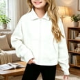 thumbnail image 2 of Wilark Girls Zip Up Sweatshirts Fashion Casual Collared Long Sleeve Kids Fall Jackets White 6, 2 of 6
