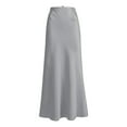 thumbnail image 5 of Riforla Women Spring Summer Skirt 2025 Silk Elegant High Waist Party Wedding Hem Satin Maxi Skirts Women's Skirts Grey S, 5 of 5