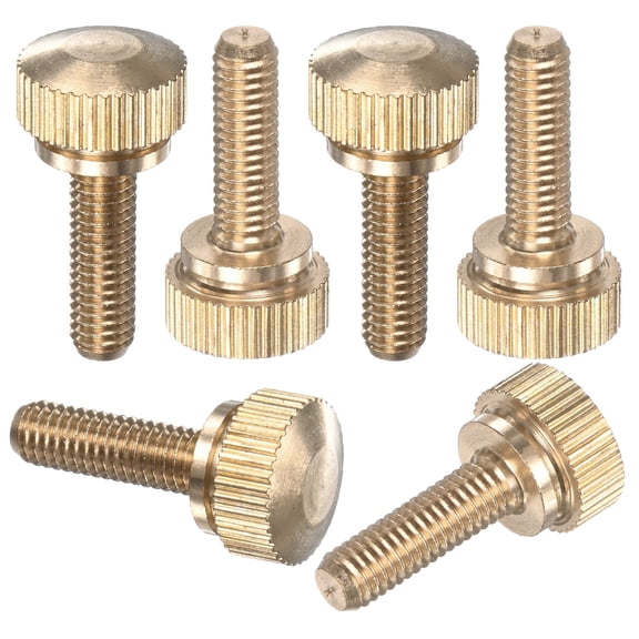 Uxcell 6-Pack Knurled Thumb Screws, M5x16mm Solid Brass Flat Head Knobs Bolts with Shoulder Grip Fasteners