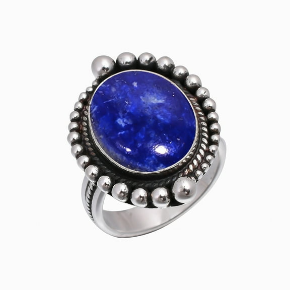 Natural Lapis Lazuli - Afghanistan 925 Sterling Silver Ring, Adjustable Ring, Silver Jewelry Ring, Blue Ring, Oval Ring, Dainty Ring, Handmade Ring, G