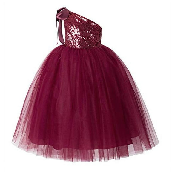 Ekidsbridal One-Shoulder Sequins Tutu Flower Girl Dress Junior Bridesmaid Evening Formal Party Gown 182 5