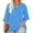 Sky Blue, variant on Womens Tops Plus Size 3/4 Ruffled Sleeve V-neck Cotton Pleated Casual T-shirt Red XXXL