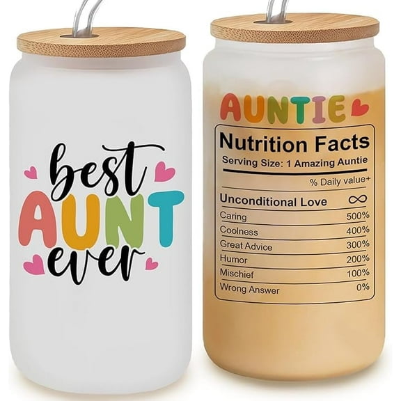 16Oz Frosted Glass Aunt Gifts Cup