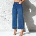 thumbnail image 4 of LEKWK Wide Leg Pants for Women Regular Fit High Waisted Seam Detail Wide Leg Trousers Denim Style Casual Pants for Daily Work and Streetwear, 4 of 5