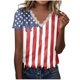thumbnail image 2 of Fiudx Ofertas y Liquidaciones Moda Mujer Casual Día de La Independencia Impresión Blusa Manga Corta Camiseta Verano Encaje Tops, 2 of 4