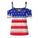 thumbnail image 5 of Moda Mujer Causal V-Cuello Día de la independencia Blusa con estampado de encaje Camiseta de manga corta Tops de verano Fridja hjk4254, 5 of 5