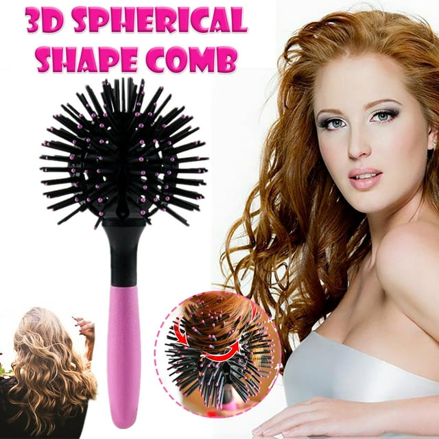 PVCS 3D Bomb Curl Hairbrush Styling Salon Round Hair Curling Curler Comb Hair Tool