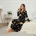 thumbnail image 3 of Tutolipy Planet Printed Women Nightgowns Long Sleeve Sleepwear Moon Star Printed Loungewear V Neck Loungewear Lightweight Nightshirts for Home, XL, 3 of 7