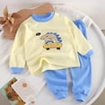 thumbnail image 2 of WRKEKC Girls Summer Outfits Print Long Sleeve Crew Neck Top Elastic Waist Pants Pajama Set Loungewear for Kids 0-8 Years, 2 of 5