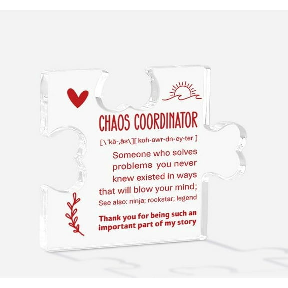 Chaos Coordinator Thank You Gifts Bday Gifts for Office Staff Appreciation Gift for Boss Lady Coworker Manager Coach Mom Wedding Planner Secretary Teacher Irregular Acrylic Decor Table Signs