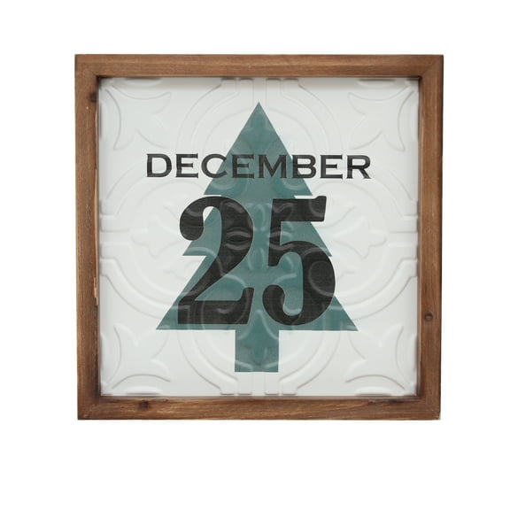 9.75" Framed December 25 Christmas Wall Sign