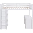 thumbnail image 4 of Twin Size Loft Bed with Built-in Ladder, Shelves and Desk, Multi-Function Wood Bed Frame with Guardrails and Slats, No Box Spring Needed, 80.7" L x 39.3" W x 65.7" H, 4 of 9