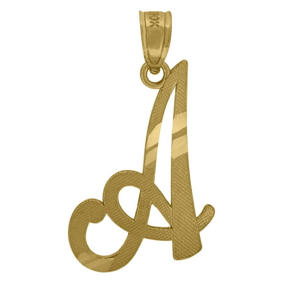 Auriga 10k Yellow Gold Diamond-cut Initial A Charm Pendant for Women