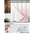 thumbnail image 3 of No Hook Cloth Fabric Shower Curtain with Snap in Liner, Pink Ombre Stripe Waterproof Shower Curtains Set with See Through Top Window, Modern Abstract Art Gradient Striped Bath Curtains Shower 60"x72", 3 of 6