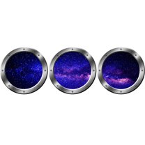 VWAQ Spaceship Window Wall Decals For Kids Rooms, Outer Space Window Galaxy Wall Stickers -SPW27 (Silver, 20" Diameter)