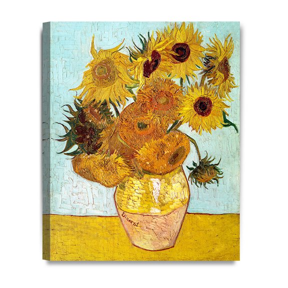 DECORARTS - Twelve Sunflowers, Vincent Van Gogh Art Reproduction. Giclee Canvas Prints Wall Art for Home Decor 20x16x1.5