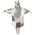 thumbnail image 2 of FORMRS Wearable Blanket Hoodie with Sleeves for Kids Cozy Flannel Sweatshirt, Gray Cute Cats, 2 of 7