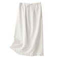 thumbnail image 2 of Qulqfy Womens Summer Maxi Peasant Long Skirts Cotton Linen Flowy Elastic Waist Drawstring White Skirt 2XL, 2 of 5