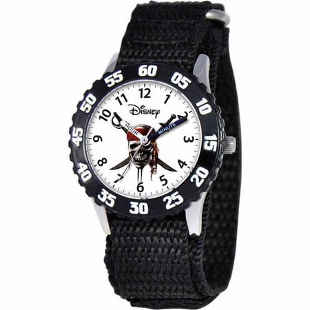 Pirates of the Caribbean Boys' Stainless Steel Watch, Black Strap