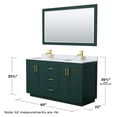 thumbnail image 6 of Wyndham Collection Miranda 60" Plywood Double Bathroom Vanity in Green/Gold, 6 of 7