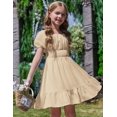 thumbnail image 6 of Arshiner Girls Tie Back Short Sleeve Ruffle Hem Off Shoulder Casual Elegant Dresses, 6 of 6