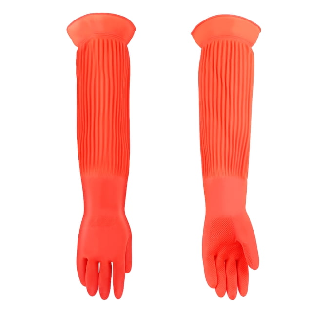 EeaseMX Guantes de látex alargados POPETPOP para acuarios, pecera, industriales, gruesos, resistentes al desgaste, guantes de protección para el hogar, para lavar platos y ropa (talla única)