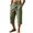 Army Green, variant on Men Drawstring Elastic High Waist Multi Stitch Hem Knee Length Linen Capri Pants Deep Side Pockets Wrinkle Free Breathable Hot Season Daily Casual Trousers XXXL