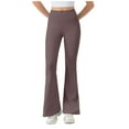 thumbnail image 2 of Pincandy Women's Solid Color High Waist Elastic Waist Yoga Pants, Flared Hem, Casual & Fitness Activities, 2 of 5
