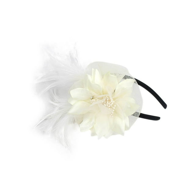 Weikingp Clearance! Hats for Women, Women Fashion Wedding Mesh Hat Fascinator Ribbons And Feathers Party, Beige