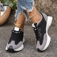 thumbnail image 2 of Rokment Womens Platform Walking Running Shoes Comfortable Vintage Suede Color Block Lace up Orthopedic Skate Tennis Fashion Sneakers Black Size 6.5, 2 of 7