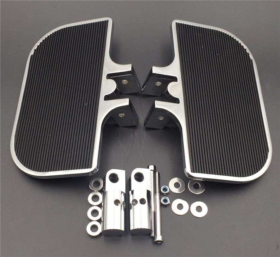 HDBUBALUS Motorcycle Floorboards Driver Passenger Floorboards Foot Pegs Set Fit for Harley Touring Sportster Softail Dyna 2 Pairs Chrome 