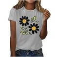 thumbnail image 2 of QUNYINEY Spring Shirts for Women 2025 Floral Short Sleeve Crew Neck Casual Tops Going Out Loose Pullover Shirts, 2 of 4