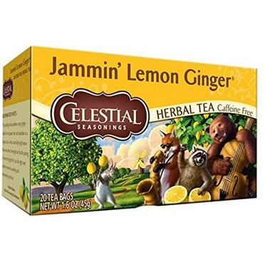 Celestial Seasonings Herbal Tea Caffeine Free Jammin Lemon Ginger - 20 Tea Bags