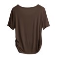 thumbnail image 4 of qelini T-shirts for Women with Round Neck School Season Solid Color Short Sleeved Loose Casual Daily Wearing Basic Tops Juniors Summer Comfortable 1Pack Coffee 2XL, 4 of 7