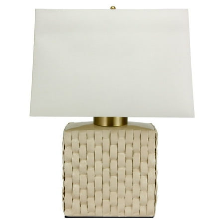 Basket Weave Cream Porcelain Jar Lamp - Cream (23u0022)