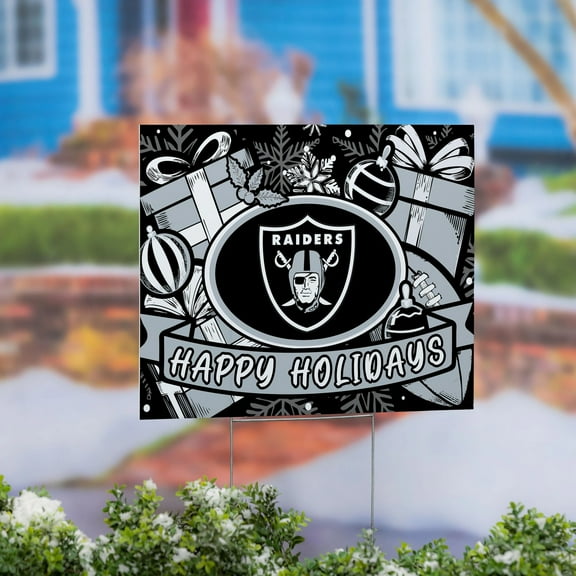 Las Vegas Raiders 24" x 18" Happy Holidays Christmas Outdoor Staked Yard Sign