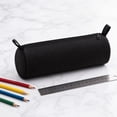 thumbnail image 5 of Cylindrical Pencil Case,Large Capacity Zipper Canvas Stationery Pouch,Spacious Storage Bag for Daily Desk Organizer,Travel Carry,Black, 5 of 7